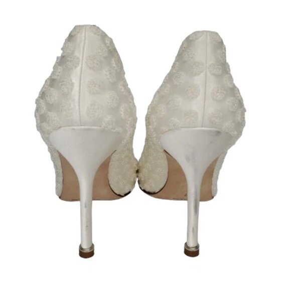 Manolo Blahnik Hangisi 105 Textured Satin Pumps - Picture 5 of 8